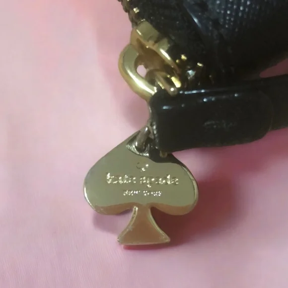 Kate Spade Black Cat Ear Wallet with Gold Accents. Zippered Large Wallet - Picture 4 of 9